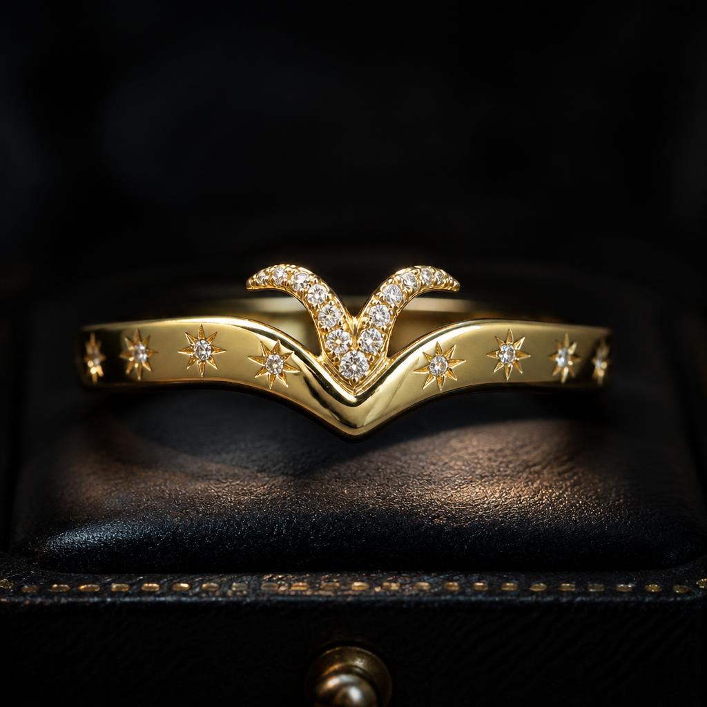 Capricorn Star Sign Wedding ring — product render