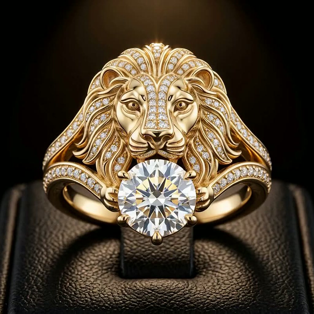 Leo Star Sign Engagement ring — rotating 360 view