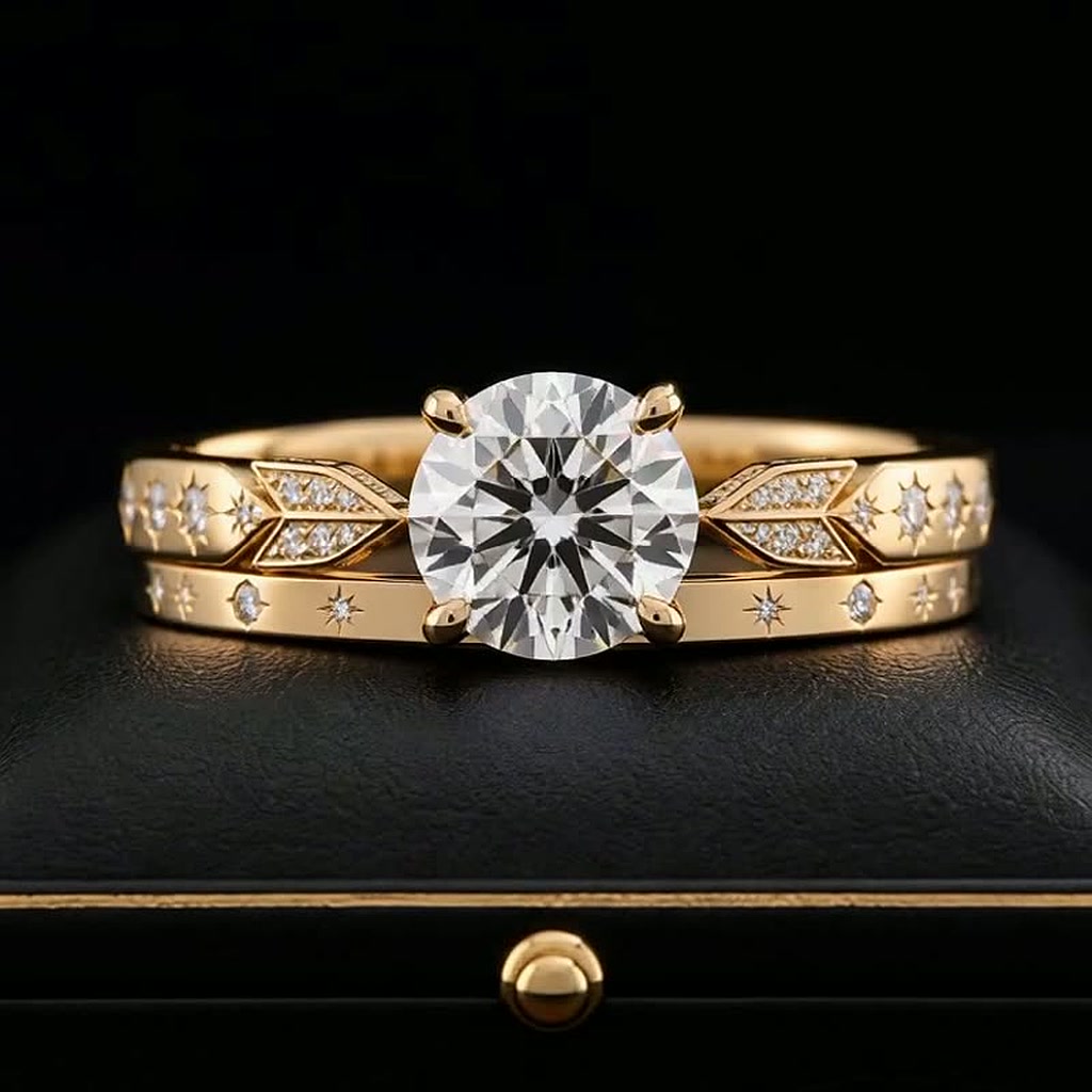 Sagittarius Star Sign Engagement ring — rotating 360 view