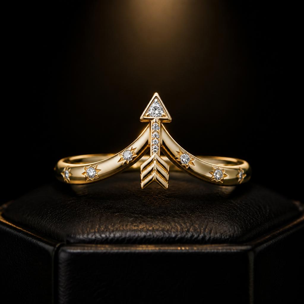 Sagittarius Star Sign Wedding ring — product render