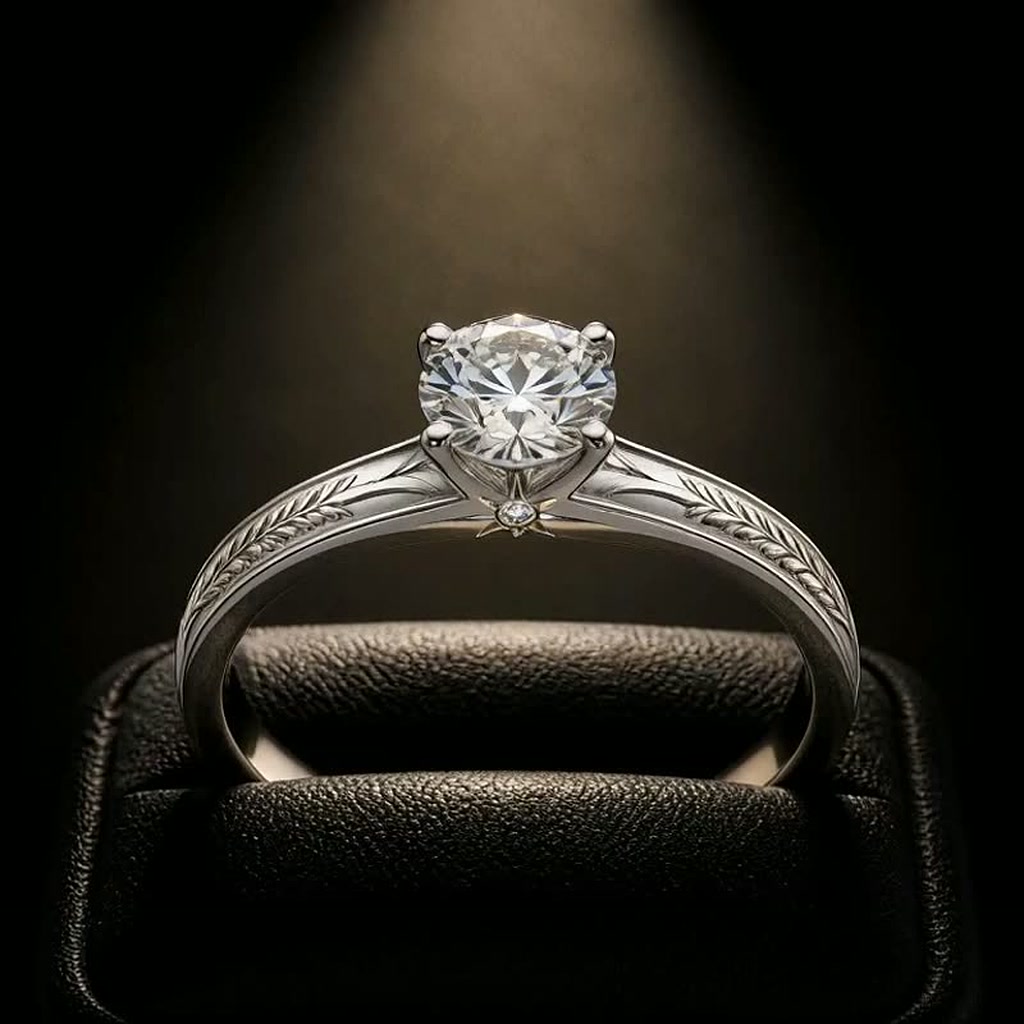 Virgo Star Sign Engagement ring — rotating 360 view